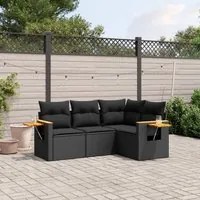 Set Divani da Giardino 4 pz con Cuscini Nero in Polyrattan 3259171