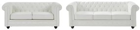 Divano 3 posti e 2 posti in Similpelle Bianco - CHESTERFIELD