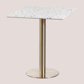 Tavolo Da Bar Quadrato In Terrazzo (60x60 Cm) Malibu Bianco & Oro Champagne - Sklum