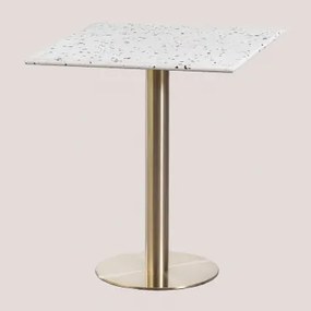 Tavolo da bar quadrato in terrazzo (60x60 cm) Malibu Bianco & Oro - Sklum