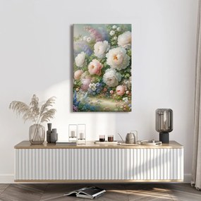Quadro su tela – Giardino pieno di peonie e fiori estivi