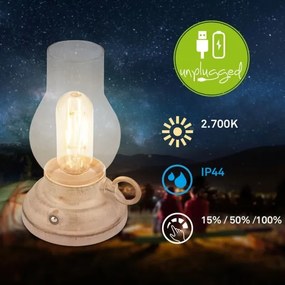Brilo - Lampada da tavolo ricaricabile LED dimmerabile per esterni KANEA LED 1,5W/5V IP44 1200 mAh beige