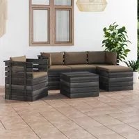 Set Divani da Giardino su Pallet 6 pz con Cuscini Massello Pino cod mxl 52401