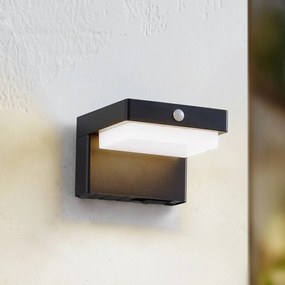 Lampada da parete solare a LED Eleazar di Lindby, nera, sensore, dimmerabile, Nero, Alluminio, Moderno, Lampada solare da esterni