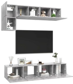 Set porta tv 5 pz grigio cemento in truciolato