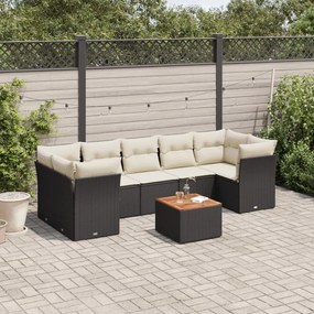 Set divano da giardino 6 pz con cuscini nero in polyrattan