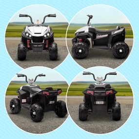Quad Elettrico per Bambini 12V con 2 Motori Sospensioni Fari LED MP3 Bianco...