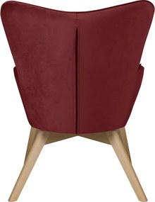 Poltrona con poggiapiedi rossa con rivestimento in velluto Niko – Ropez