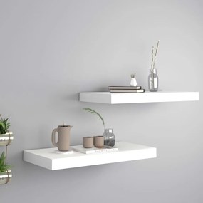 Scaffali A Parete 2 Pz Bianchi 50x23x3,8 Cm İn Mdf /