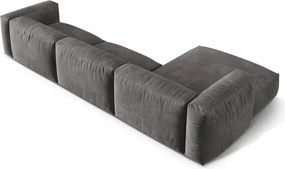 Divano angolare componibile grigio (con penisola a sinistra/con chaise lounge) con rivestimento in velluto Martina – Micadoni