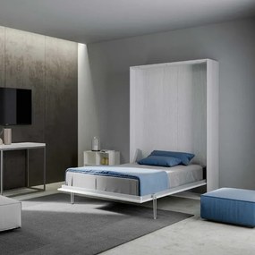 Letto a scomparsa verticale 140 cm stile francese Bianco Frassino KENTARO
