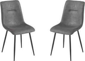 Sedia in ecopelle Grigio Scuro con gambe in metallo Nero - LILY 2 sedie