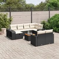 Set Divani da Giardino 11 pz con Cuscini in Polyrattan Nero 3266256