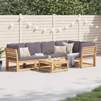 Set Salotto da Giardino 6 pz con Cuscini in Massello di Acacia 3214312