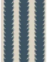 Josephine Munsey Carta da parati Scallop Stripe - Beakster Blue/ Edge Sand