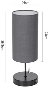 Aigostar - Lampada da tavolo con porta USB 1xE27/40W/230V nero