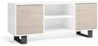 Mobile TV 140 Modello WIND, colore struttura Bianco, colore porte Rovere