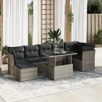 Set Divano da Giardino 8 pz con Cuscini Grigio in Polyrattan 3326201