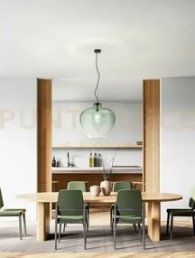 Sospensione vetro e metallo verde specchiato sfumato e nero opaco b...