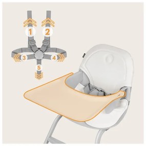 Lionelo - Sedia da pranzo per bambini 2in1 DALIA bianco/grigio