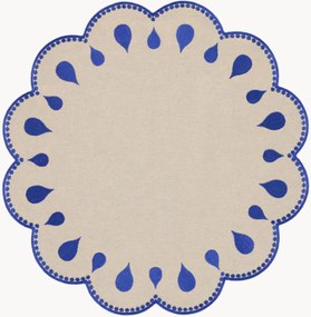 Tovaglietta rotonda con bordo ricamato Gotas
