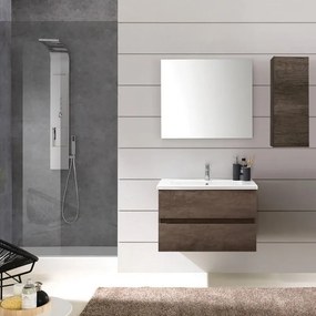 Pensile bagno Kora rovere scuro in mdf, 1 anta apertura da sinistra P 18 x L 30 x H 70 cm