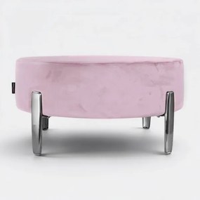 Pouf Rotondo in Velluto Rosa con Piedini 70 cm - Giotto