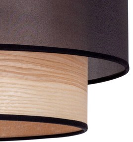 Euluna lampada a sospensione Cedrik, organza nera, impiallacciatura di frassino