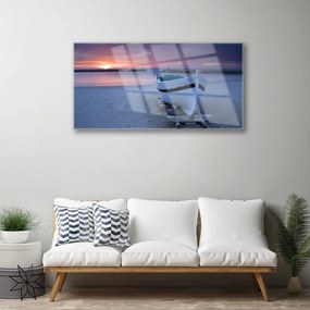 Quadro acrilico Barca, Spiaggia, Sole, Paesaggio 100x50 cm