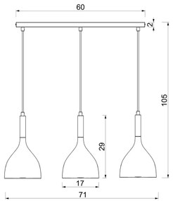 Lampadario a sospensione con filo NOAK WOOD 3xE27/60W/230V