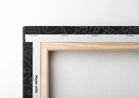 Quadro su tela – Mandala vintage in stile indiano in bianco e nero