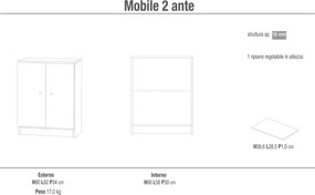Mobile 2 Ante 62x80x34 cm Olmo Chiaro...