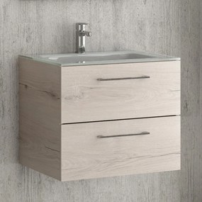 Composizione lavabo bagno con mobile 60 cm, colonna e specchio EL-60B - KAMALU