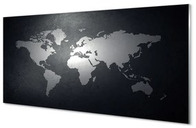 Quadro vetro acrilico Sfondo nero Mappa bianca 100x50 cm