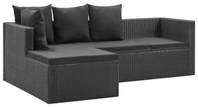 Set divani da giardino 4 pz nero con cuscini in polyrattan
