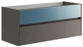 Mobile da bagno sospeso sotto lavabo L 119.5 x H 50 x P 45.5 cm blu opaco, 2 cassetti Niwa