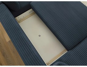 Divano angolare in blu scuro allungabile (con penisola a sinistra/a forma di "U") con rivestimento in velluto a coste Lucien – Bobochic Paris