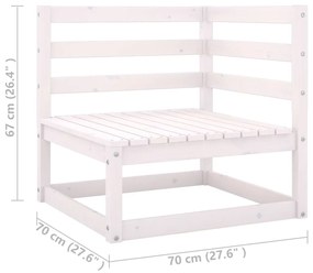 Set Salotto Giardino 8pz con Cuscini Bianco Legno Massello Pino