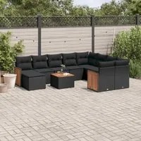 Set Divani da Giardino 11 pz con Cuscini in Polyrattan Nero 3260641