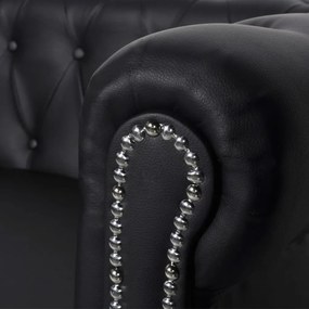 Divano chesterfield a 3 posti in finta pelle nero