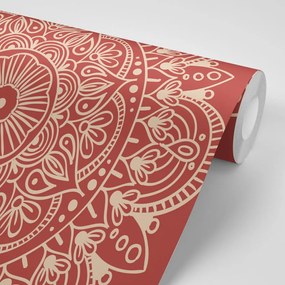 Carta da parati – Mandala su sfondo bordeaux