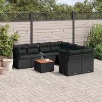 Set Divani da Giardino 9 pz con Cuscini Nero in Polyrattancod mxl 111585