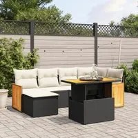 Set Divani da Giardino con Cuscini 7pz Nero Polyrattan 3274059