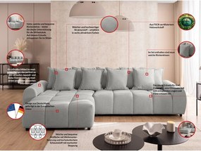 Divano angolare grigio chiaro (con penisola a sinistra/con chaise lounge) Albane – Ropez