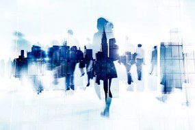 Carta da parati – Silhouette di persone nella metropoli