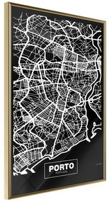 Poster  City Map: Porto (Dark)  Cornice Quadri Cornice d'oro, Larghezza x Altezza Home decor 40x60