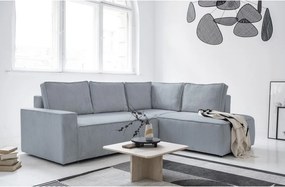 Divano letto angolare in velluto a coste grigio chiaro Brave Dave - Miuform