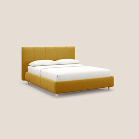 Laura letto imbottito contenitore e sfoderabile in microfibra velluto impermeabile T09 giallo