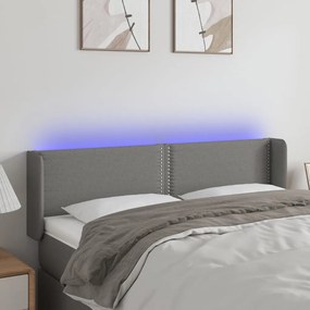 Testiera A Led Grigio Scuro 147x16x78/88 Cm İn Tessuto /