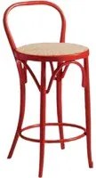 Sgabello bistrot legno laccato rosso seduta rattan 36x40x87 - Mobili 2G